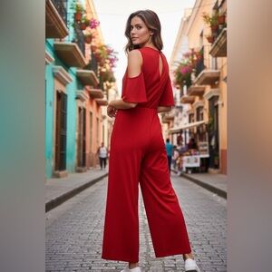 **Brand New ** Boohoo Vibrant Red Jumpsuit